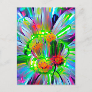 Postal Daisies abstractos neones con colores vivos
