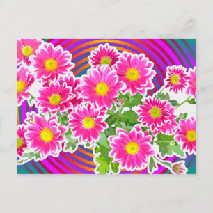 Postal Daisies rosados / Asters Bouquet & Strips + tu ide