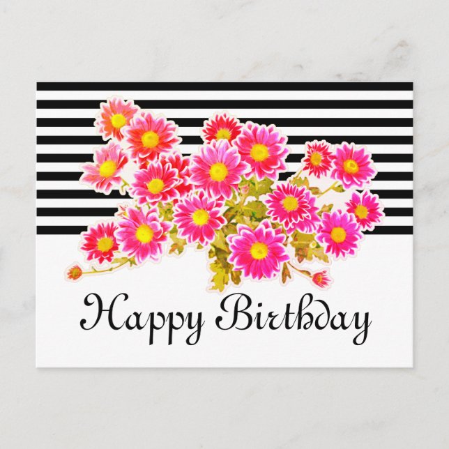 Postal Daisies rosados / Asters Bouquet + tus ideas (Anverso)