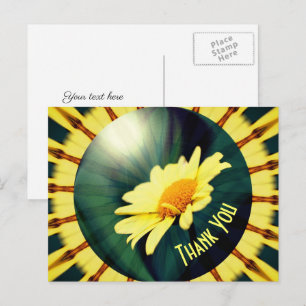 Postal Daisy Amarillo Resumen Floral Gracias Postcard