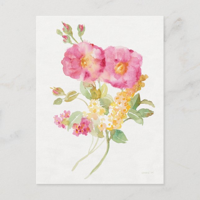 Postal Daisy blanco sobre azul (Anverso)