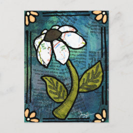 Postal Daisy blanco sobre fondo azul - Collage