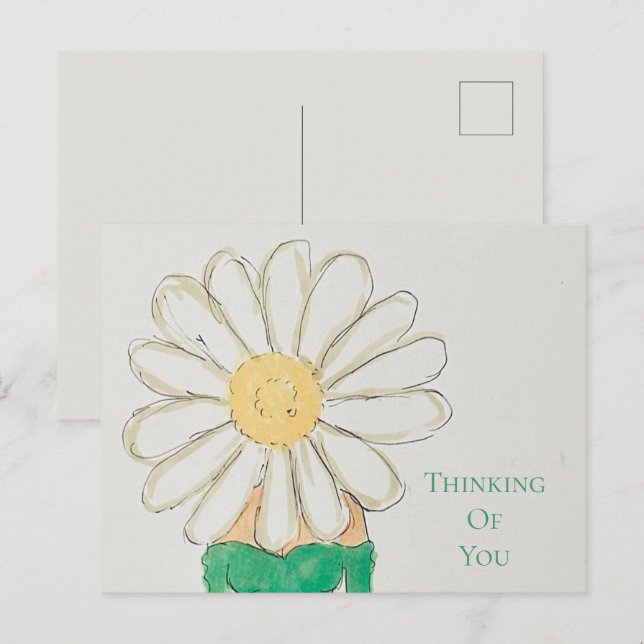 Postal Daisy Girl Green Dress Thinking of You (Anverso / Reverso)