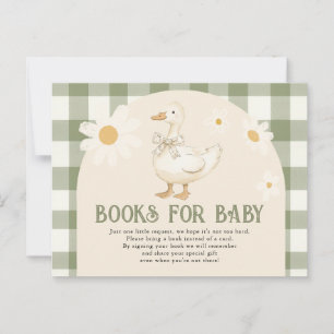 Postal Daisy Green Goose Baby Shower Books para el bebé