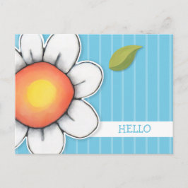 Postal Daisy Joy blue Hello Postcard