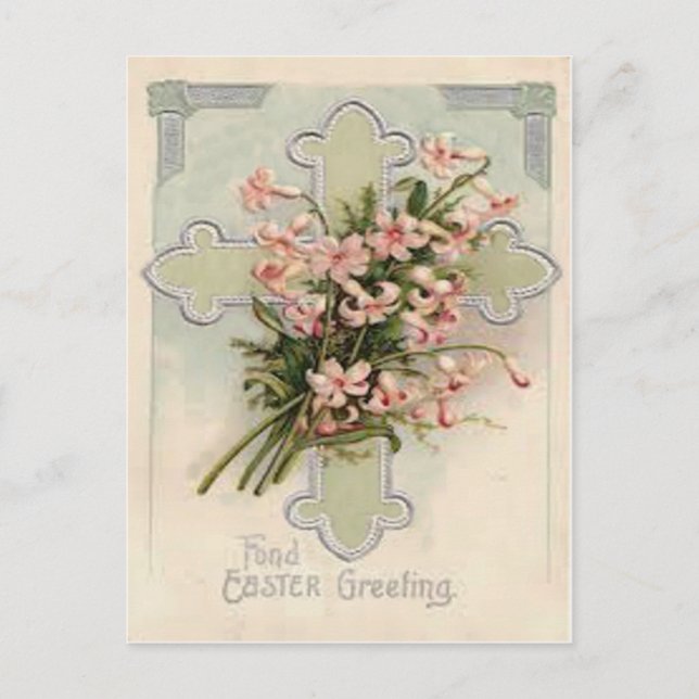 Postal Daisy rosa cruzado cristiano (Anverso)