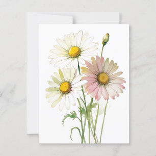 Postal Daisy Watercolor Flower Profesional Moderno