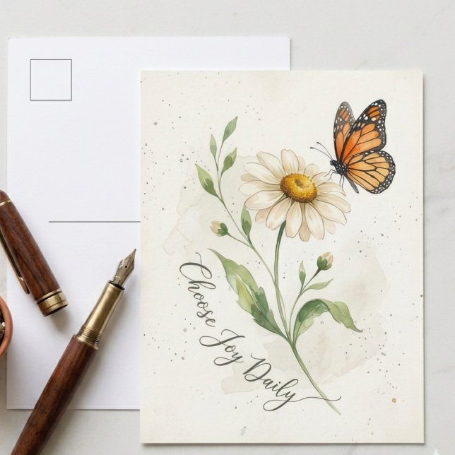 Postal Daisy y Mariposa Monarca Eligen Alegría (Check out this lovely daisy postcard for a dear friend, perfect just to say hello.)