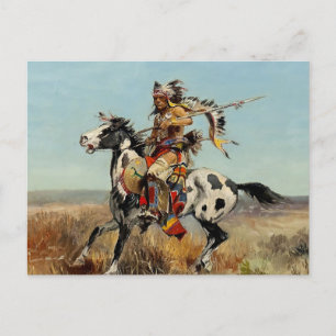 Postal “Dakota Chief” Arte Occidental de Charles M Russel