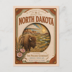 Postal Dakota del Norte Arcana Americana Recorte de Papel
