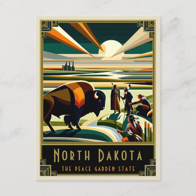 Postal Dakota del norte | Art Deco (Anverso)