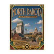 Dakota del Norte Arte Deco Vintage Edad Dorada