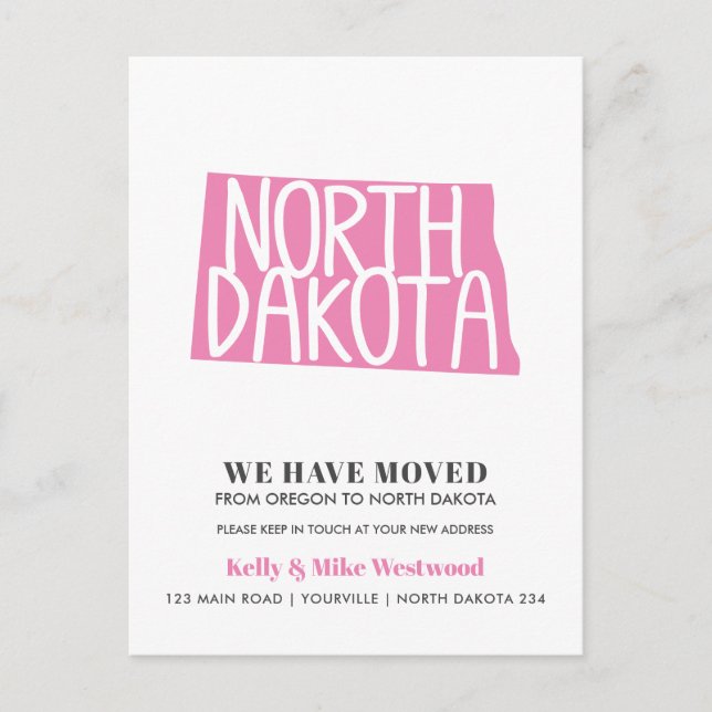 Postal DAKOTA DEL NORTE Hemos movido nueva dirección Nuev (Anverso)