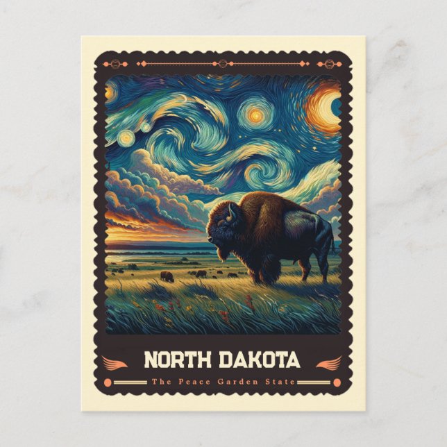 Postal Dakota del norte | Vincent Van Gogh Inspired (Anverso)