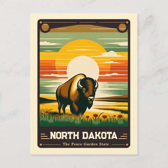 Postal Dakota del norte | Vintage patriótico (Anverso)