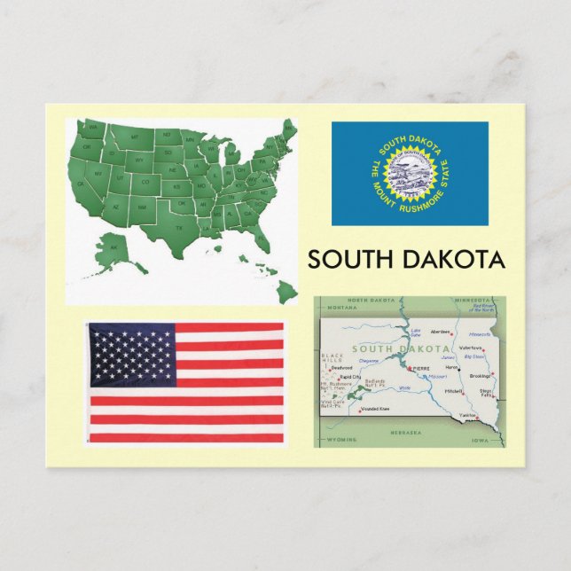 Postal Dakota del Sur, Estados Unidos (Anverso)