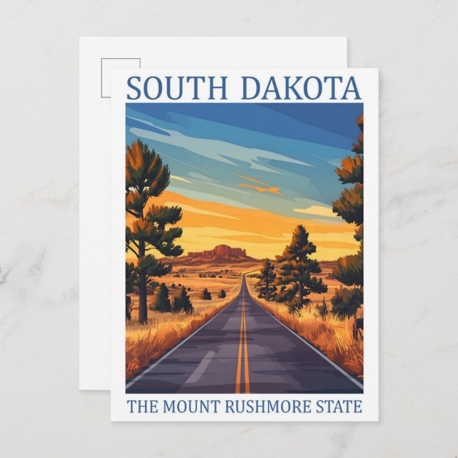 Postal Dakota del Sur: Viajes del estado de Mount Rushmor (Anverso / Reverso)