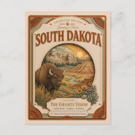 Postal Dakota del Sur Vintage Paper Cut American Arcana