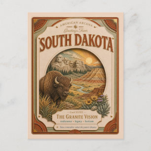 Postal Dakota del Sur Vintage Paper Cut American Arcana