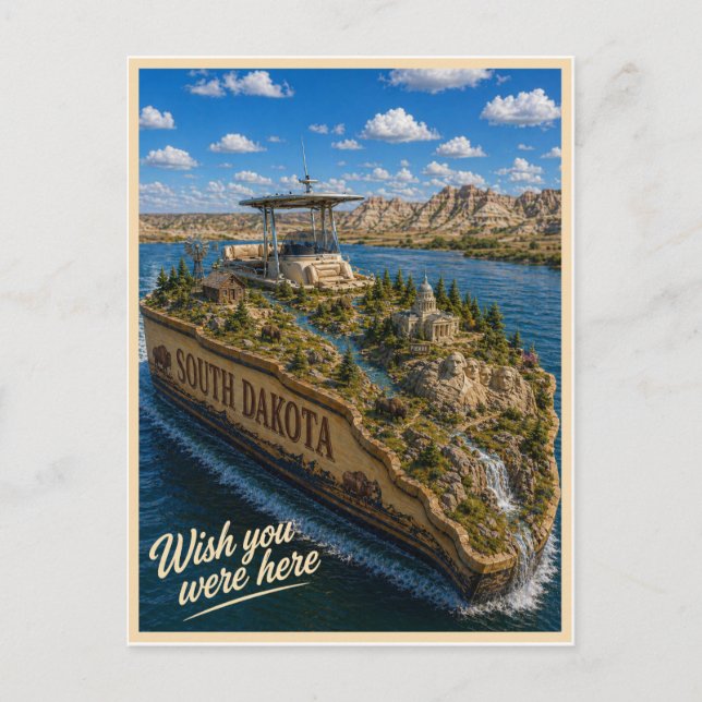 Postal Dakota del Sur | Wish You Were Here | State Series (Anverso)