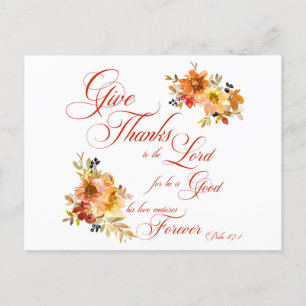 Postal Dale gracias al Señor otoño acuarela floral