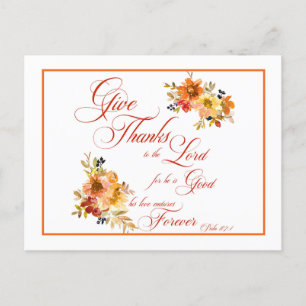 Postal Dale gracias al Señor otoño acuarela floral Pos