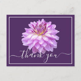 Postal Dalia Púrpura con Fondo Púrpura Gracias