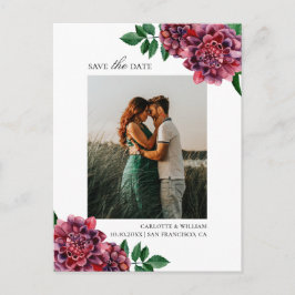 Postal Dalias. Acuarela floral de jardín Save the Date