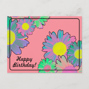 Postal Dalias Psicodélicas Feliz Cumpleaños