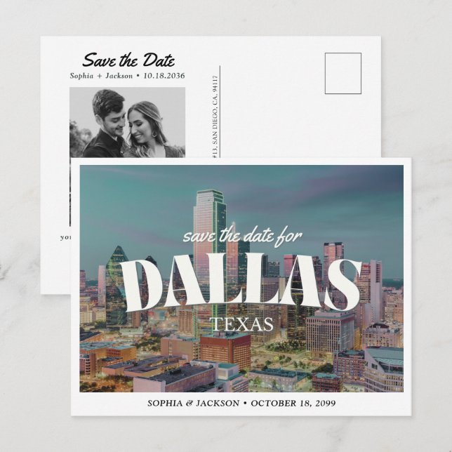 Postal Dallas Boda Guardar la Fecha Retiro Horizonte (Anverso / Reverso)