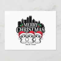 Dallas City Texas Merry Christmas Cats USA