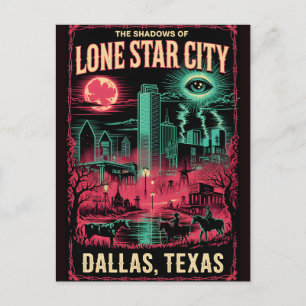 Postal Dallas Embrujado, Texas Viajes de Terror Vintage