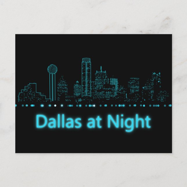 Postal Dallas en la noche (Anverso)