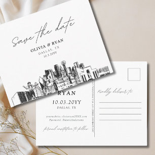 Postal Dallas Save the Date Postcard Boda