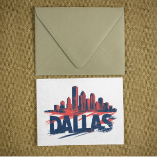 Postal Dallas Skyline Arte de Acuarela – Ciudad de Texas