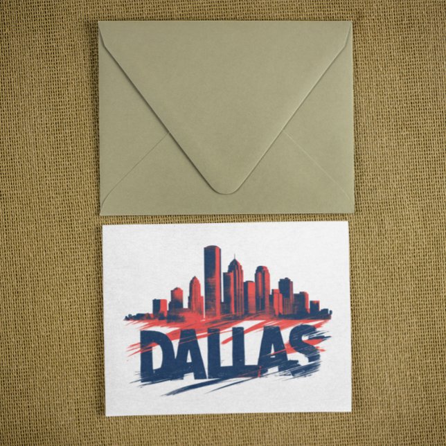 Postal Dallas Skyline Arte de Acuarela – Ciudad de Texas (Dallas Skyline Watercolor Art Print – Texas City Postcard)