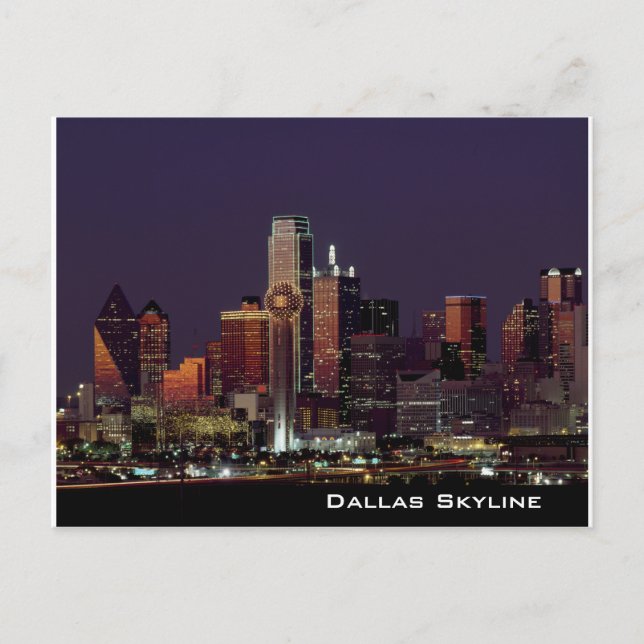 Postal Dallas Skyline en Night Postcard (Anverso)