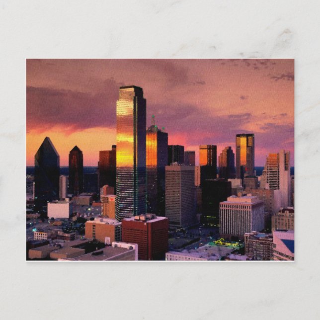 Postal Dallas Skyline en Sunset (Anverso)
