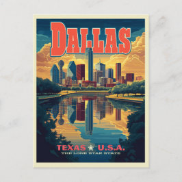 Postal Dallas Skyline Retro Travel