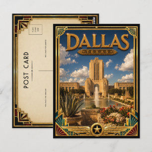 Postal Dallas Texas Arte Deco Vintage Edad de Oro