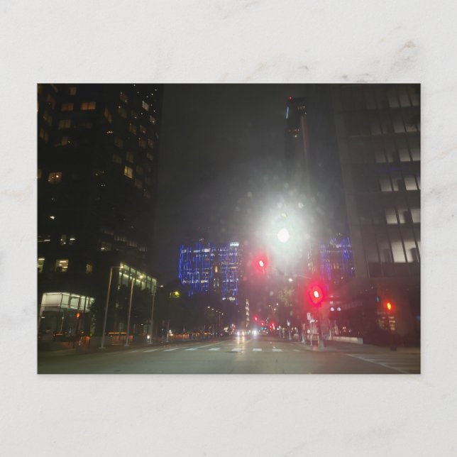 Postal Dallas, Texas de noche (Anverso)