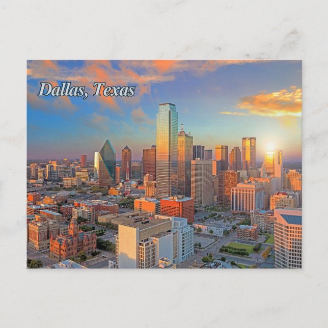 Postal Dallas, Texas Downtown View at Sunset (Anverso)