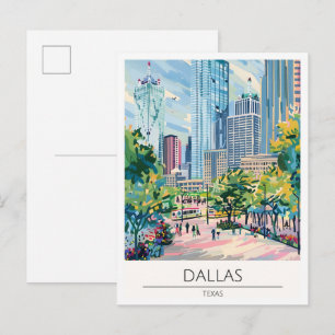Postal Dallas Texas EE. UU. Arte Ilustración Vintage Viaj