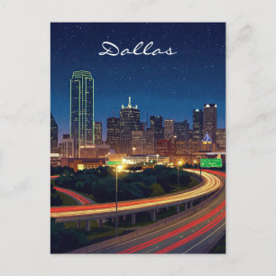Postal Dallas Texas Night Postcard