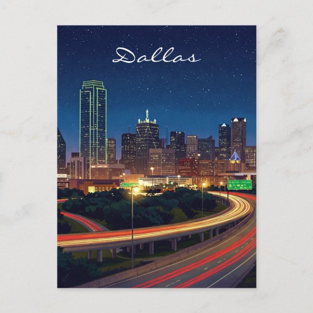 Postal Dallas Texas Night Postcard (Anverso)