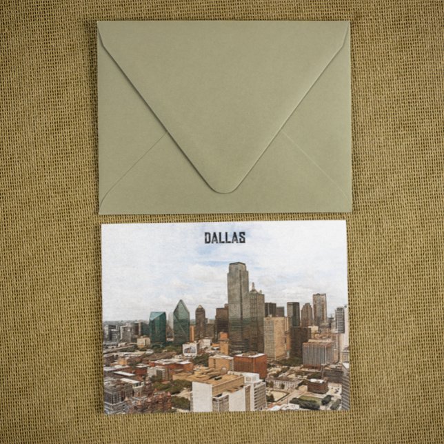 Postal Dallas Texas Panorama VIew City Silhouette (dallas texas city silhouette postcard)