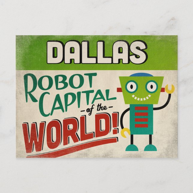 Postal Dallas Texas Robot - Funny Vintage (Anverso)