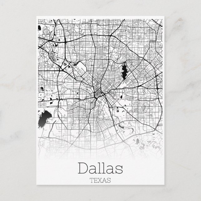 Postal Dallas Texas USA Travel City Road Map (Anverso)