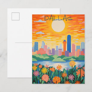 Postal Dallas Texas Viajes Ciudad Pintura Estética