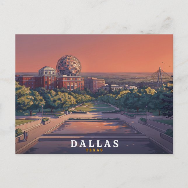 Postal Dallas Texas Viajes Retro (Anverso)